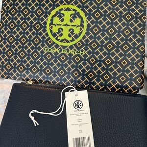 Tory Burch Navy and Burgundy (Inside) Leather Wallet